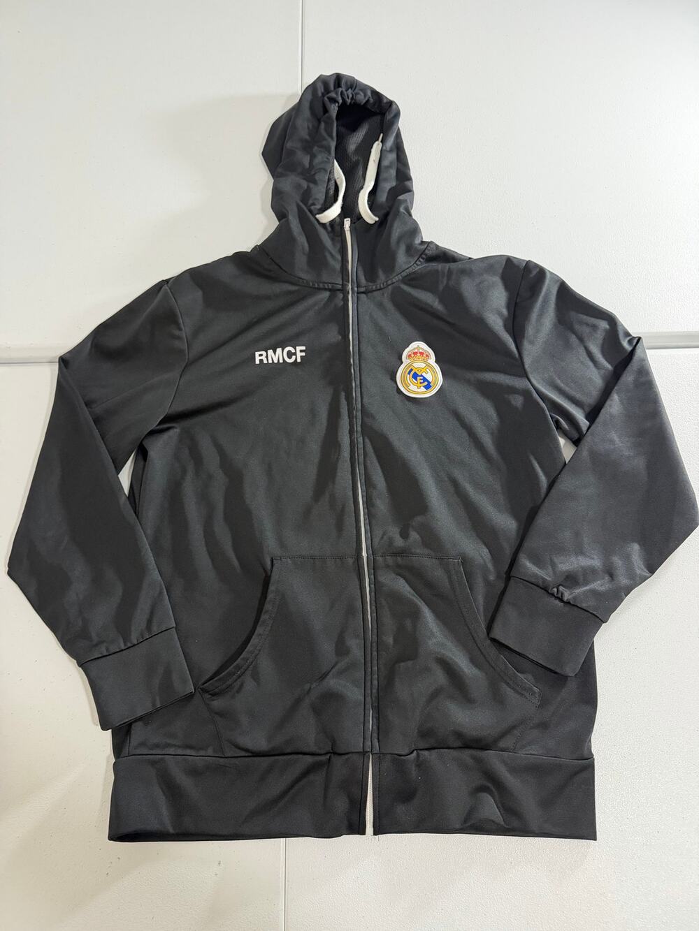 Real Madrid RMCF Full Zip Track Jacket Hooded Size Small Black